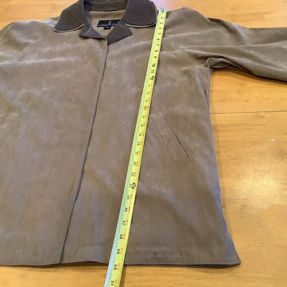 London Fog Womens Coat Sz Petite Large Khaki Brown Tan All Weather Zip Up - Picture 6 of 10